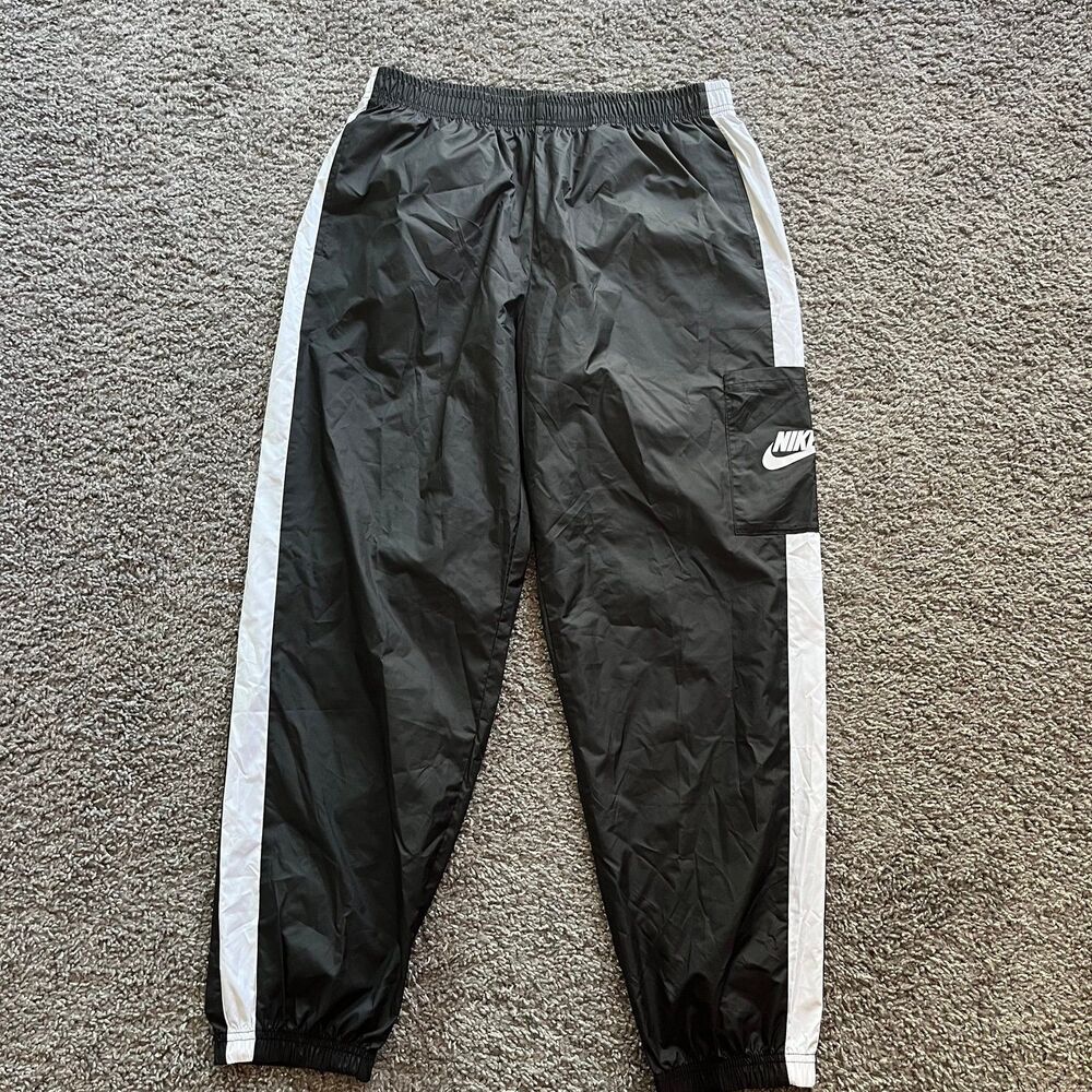 Nike Sportswear Woven Track Pants Windbreaker Black White Womens M CJ7346-010